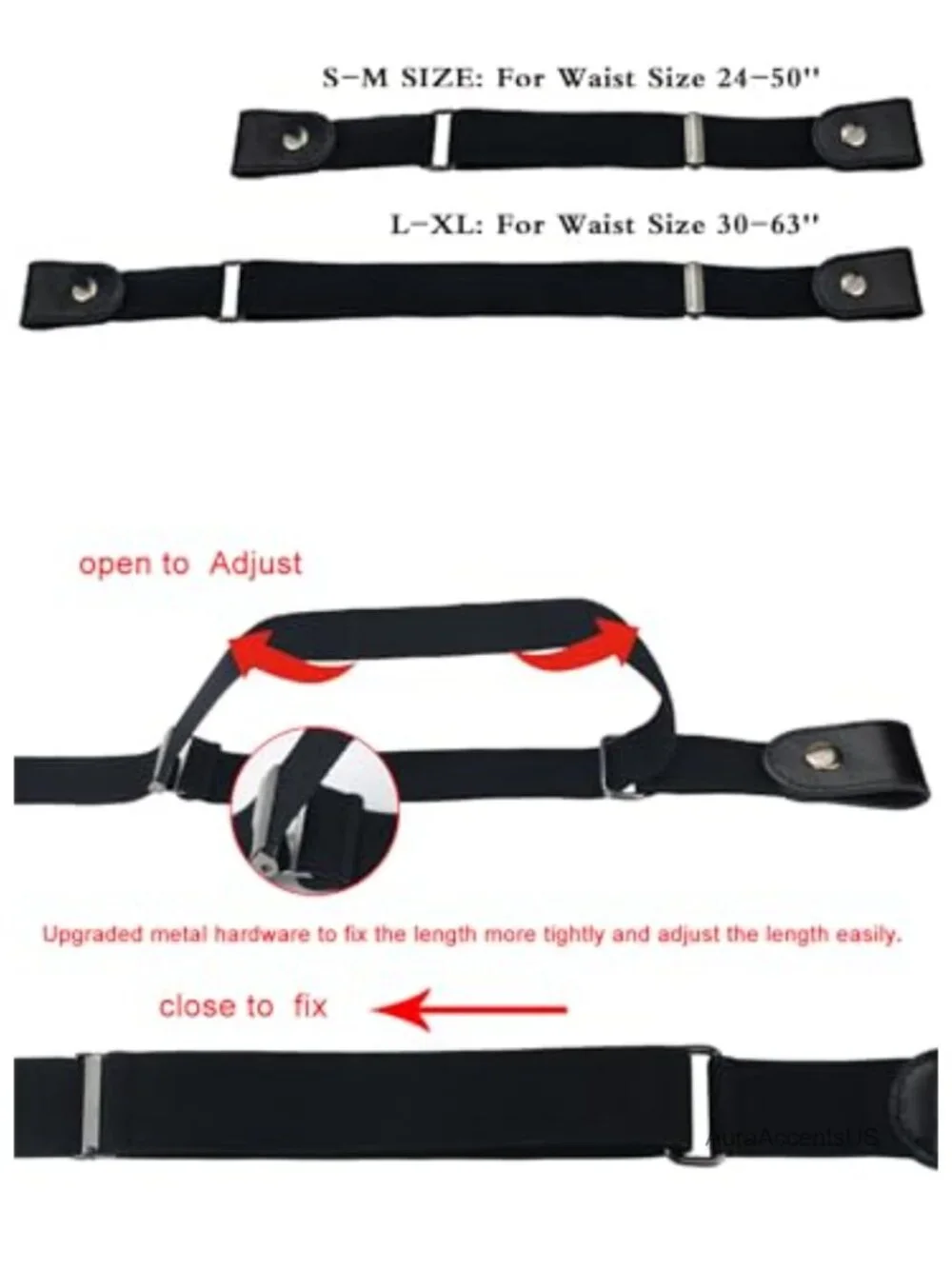 Invisible No Buckle Stretch Belt for Women Men, Elastic Adjustable